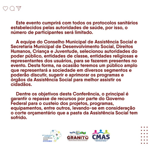 10ª Conferência Municipal de Assistência Social.