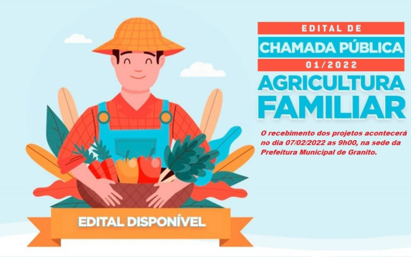Chamada Pública n.º 001/2022 para Aquisição de Gêneros Alimentícios da Agricultura Familiar para Alimentação Escolar