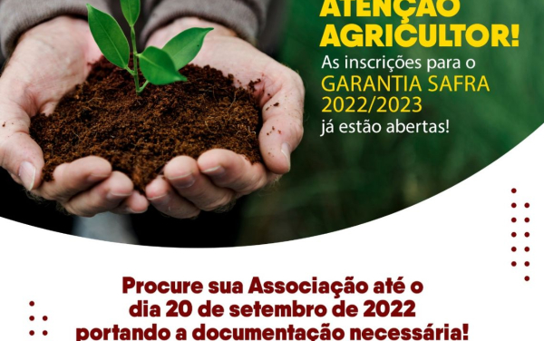 Cadastro para o garantia safra 2022/2023