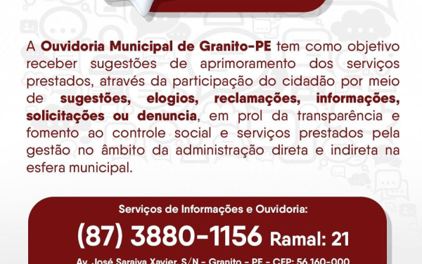 GRANITO AGORA TEM OUVIDORIA!