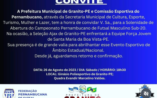 VAI COMEÇAR O CAMPEONATO PERNAMBUCANO DE FUTSAL MASCULINO SUB-20!