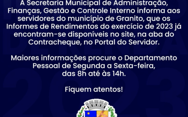 DIRF | INFORMES DE RENDIMENTOS DISPONÍVEL PARA CONSULTA