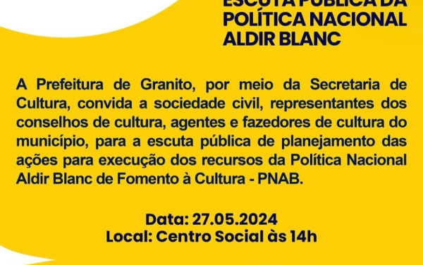 ESCUTA PÚBLICA DA POLITICA NACIONAL ALDIR BLANC