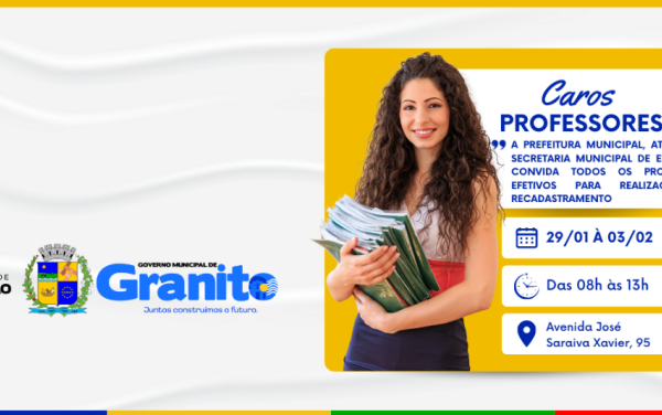 Prefeitura de Granito Convoca Professores para Recadastramento