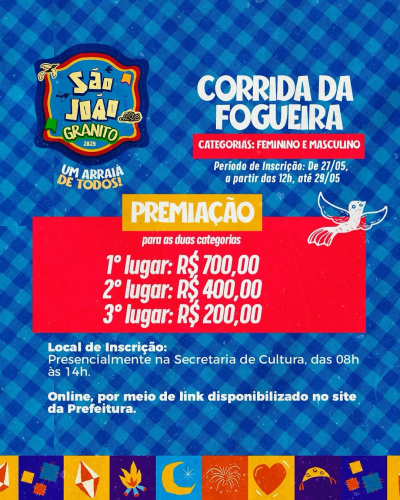 Prefeitura de Granito prorroga inscrições para o São João 2025