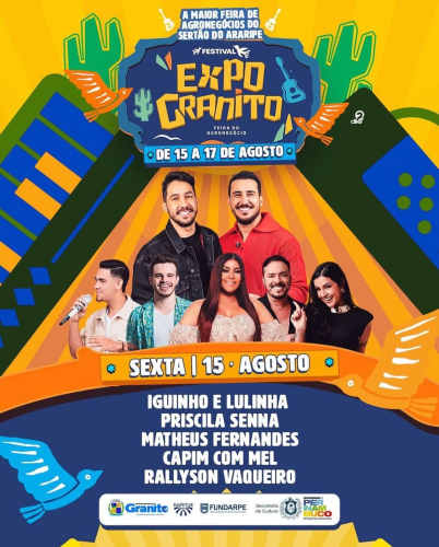 ExpoGranito 2025 será realizada de 15 a 17 de agosto e promete movimentar o Sertão do Araripe com agronegócio, cultura e grandes shows