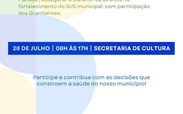 VII Conferência Municipal de Saúde de Granito será realizada em 28 de julho
